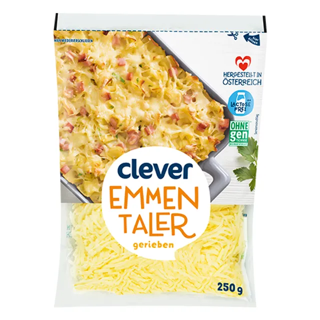 Grated emmental cheese CLEVER, 250 g