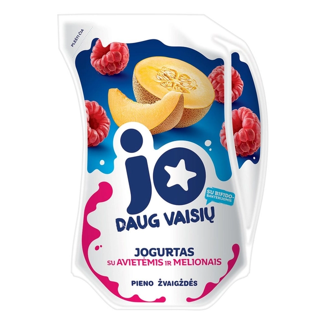 Jogurtas su avietėmis ir melionais ir bifidobakterijomis JO, 2,4% rieb., 900 g