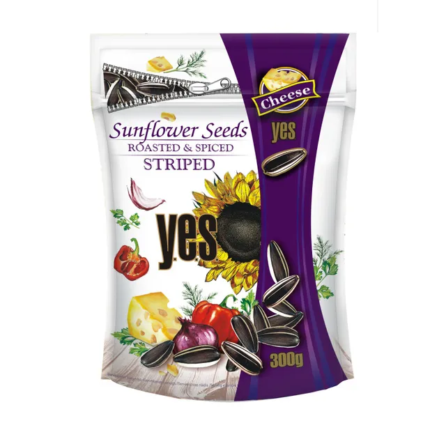 Dryžuotos saulėgrąžos su sūrio prieskoniu YES, 300 g