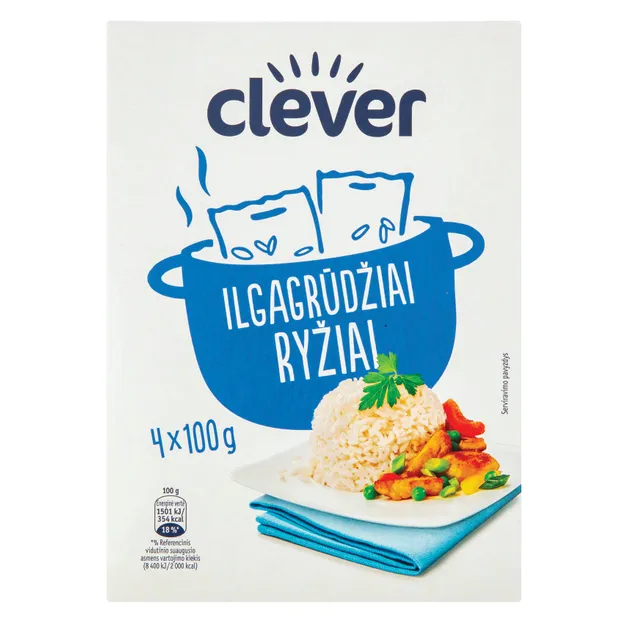 Ilgagrūdžiai ryžiai CLEVER, 4 x 100 g