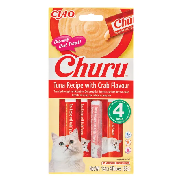 Skanėstai katėms su tunu ir krabais CHURU, 56 g