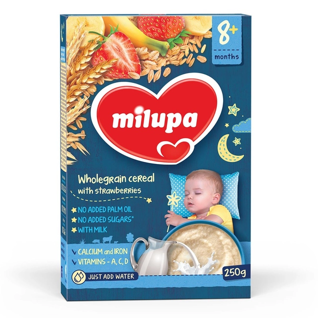 7-grūdų košė su braškėmis 8+ mėn MILUPA, 250 g