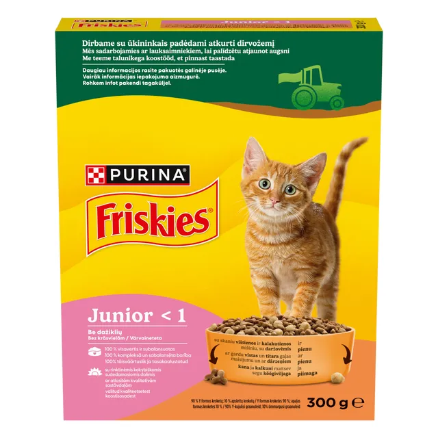 Dry cat food with chicken, turkey, and vegetables FRISKIES JUNIOR, 300 g