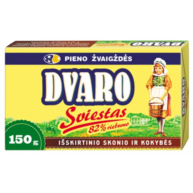 Saldžios grietinėlės DVARO sviestas, 82 % rieb., 150 g
