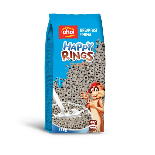 Žiedeliai OHO! su sutirštintu pienu HAPPY RINGS, 175 g