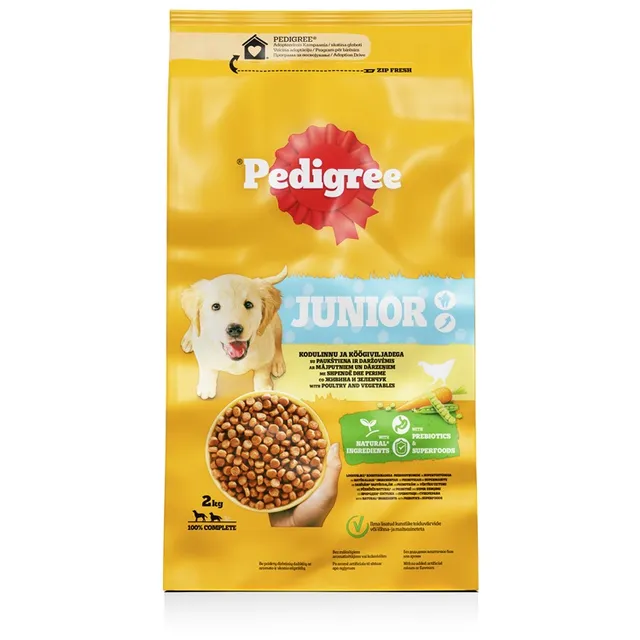 Сухой корм для собак с птицей и овощами PEDIGREE JUNIOR, 2 кг