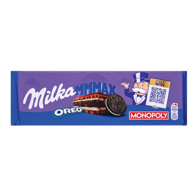 Šokoladas su kakaviniais sausainiais ir vanilės skonio kreminiu įdaru MILKA, 300 g