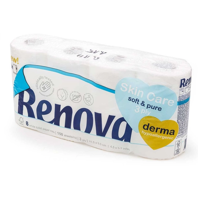 Tualetinis popierius RENOVA SKIN CARE DERMA, 8 vnt.