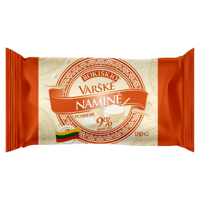 Pusriebė Rokiškio NAMINĖ varškė, 9% rieb., 180 g
