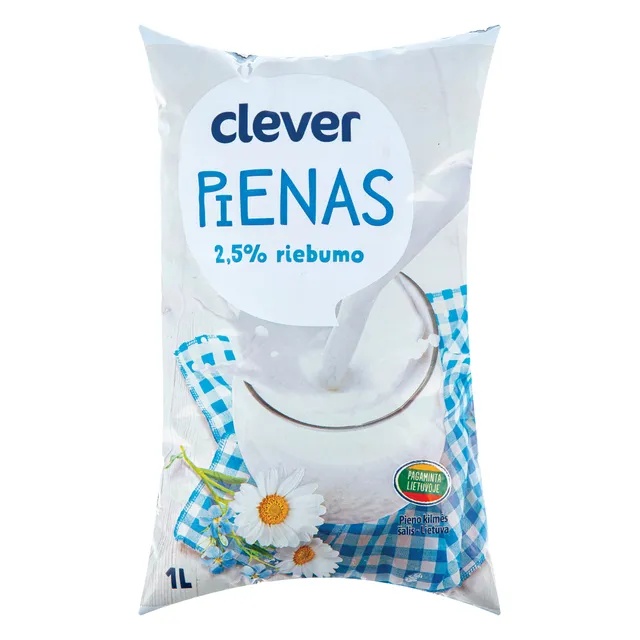 Pienas CLEVER, 2,5% rieb., 1 l