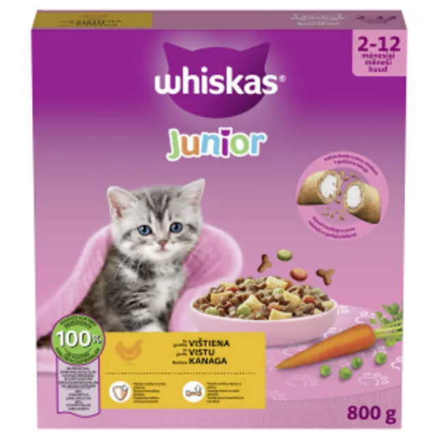 Complete dry food for kittens WHISKAS Junior with chicken 800 g