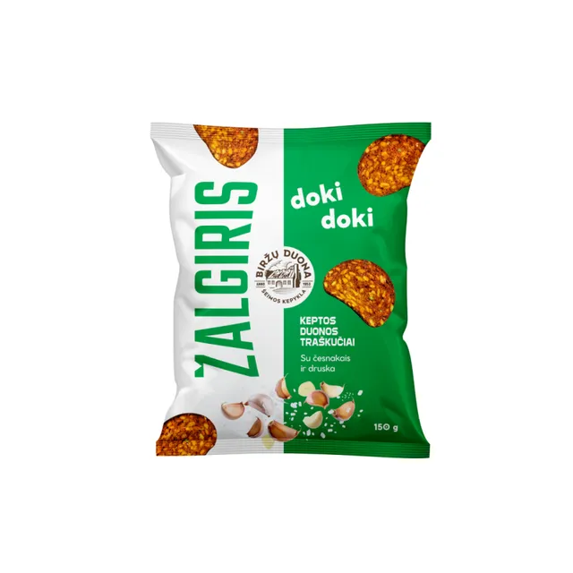 Keptos duonos traškučiai su česnaku ir druska DOKI DOKI ŽALGIRIS 150 g