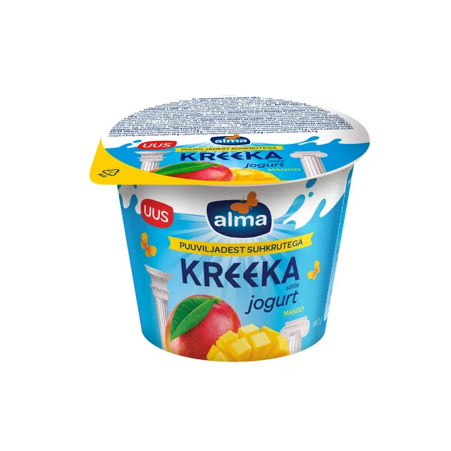 Graikiško stiliaus jogurtas su mangais, 3,4% rieb. su vaisių cukrumi ALMA, 180 g
