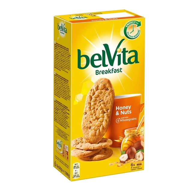 Riešutiniai sausainiai su medumi BELVITA, 300 g