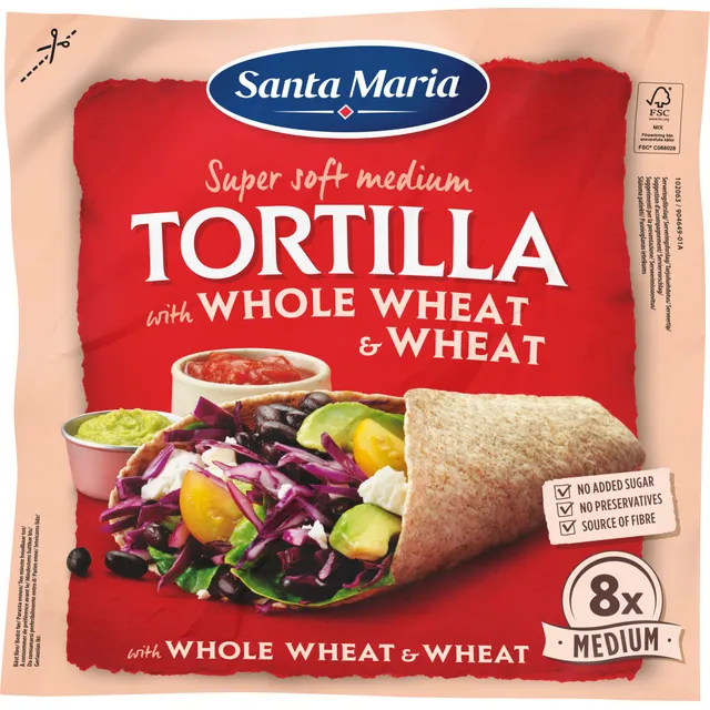 Tortilijos su visų grūdo dalių miltais SANTA MARIA, 320 g