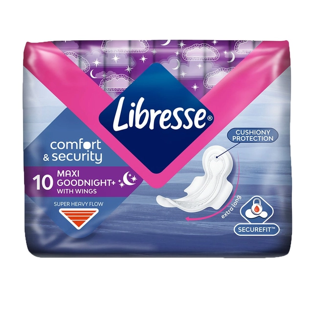 Higieniniai paketai LIBRESSE ULTRA GOODNIGHT, 10 vnt.