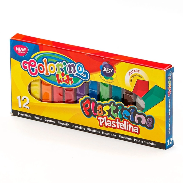 Plastilinas kvadratinės formos COLORINO KIDS, 12 spalvų