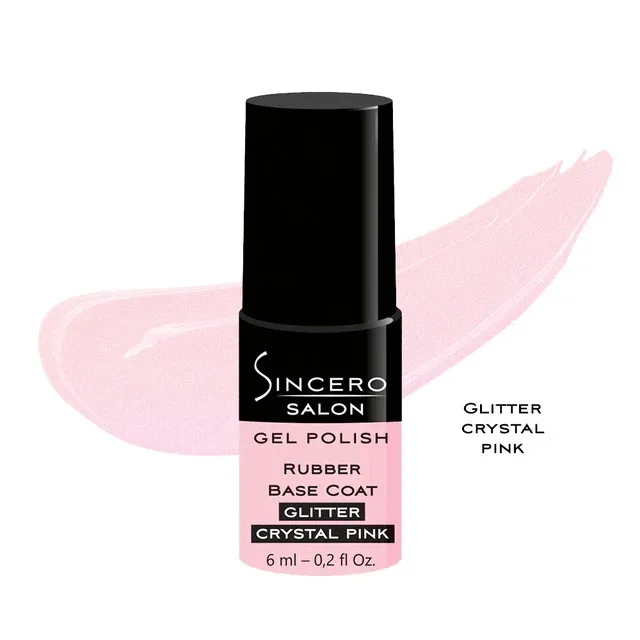 Rubber base SINCERO SALON Glitter crystal pink, 6 ml
