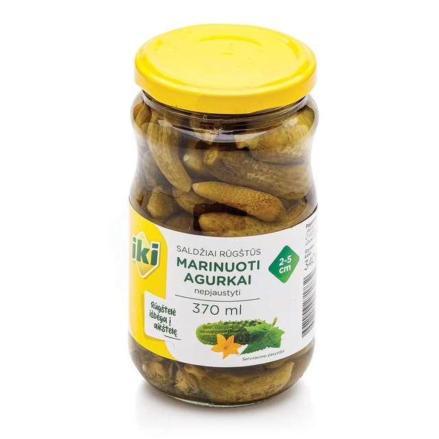 Marinuoti agurkai saldžiarūgšiai IKI, 2-5 cm, 340 g