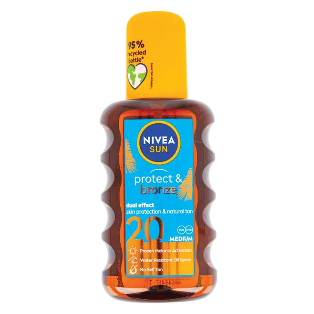 Dvejopo poveikio apsauginis aliejus nuo saulės su promelanino ekstraktu, SPF20NIVEA SUN PROTECT & BRONZE, 200 ml