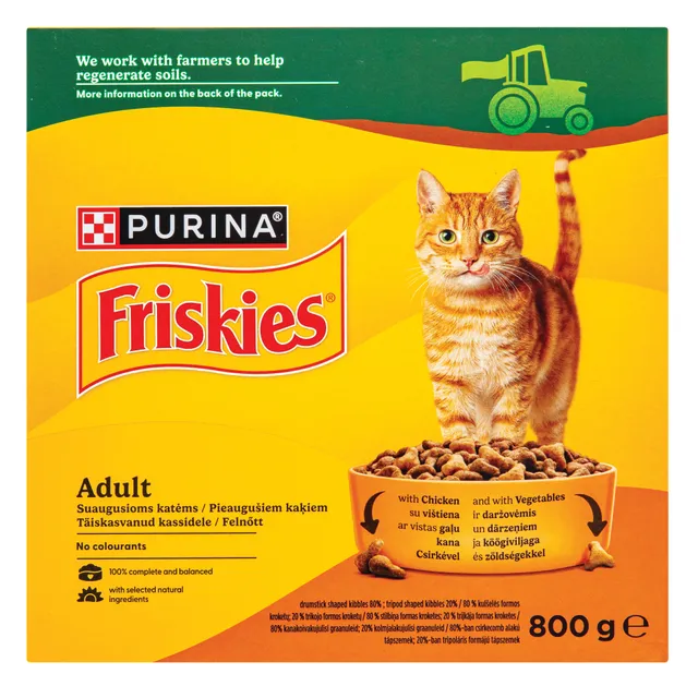 Sausas ėdalas katėms su vištiena ir daržovėmis FRISKIES ADULT, 800 g