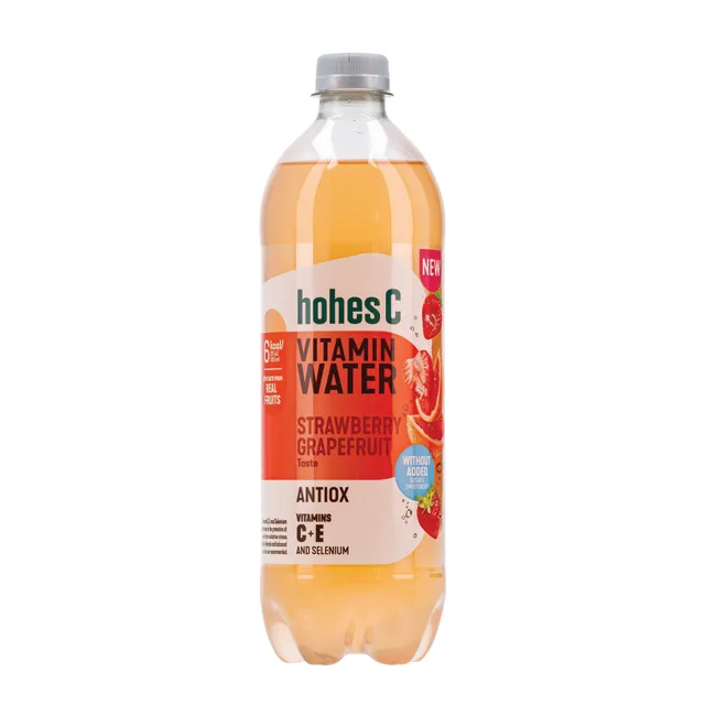 Greipfrutų ir braškių skonio vanduo su C+E+Se HOHES C VITAMIN ANTIOX, 750 ml