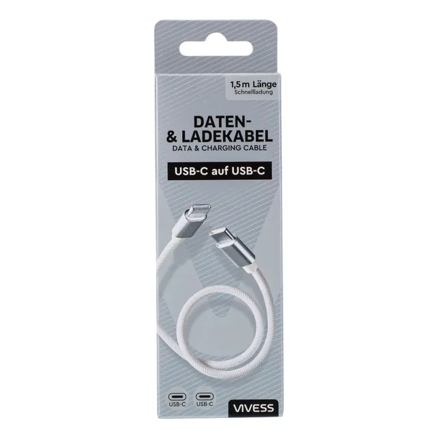 Duomenų ir įkrovimo kabelis iš USB-C į USB-C VIVESS