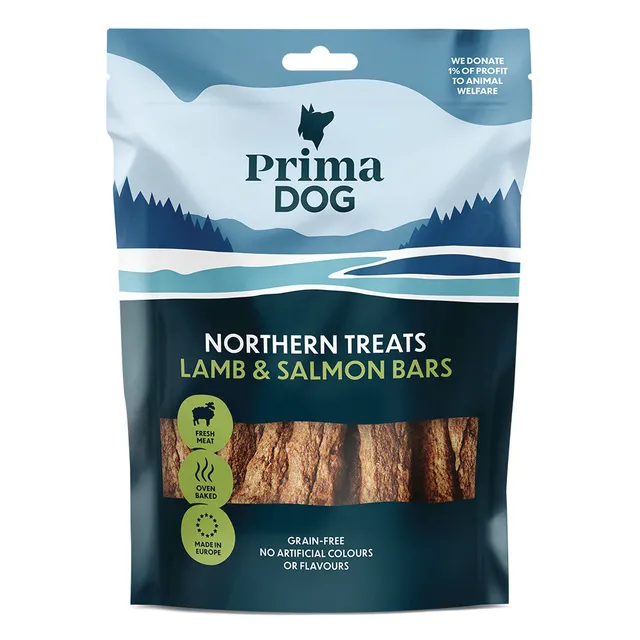 Вкусные полоски для собак с бараниной и лососем PRIMADOG, 80 г