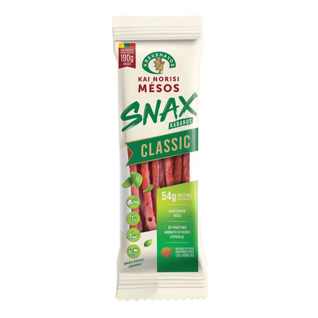 Karštai rūkytos dešrelės KAI NORISI MĖSOS KABANOS SNAX, 200 g