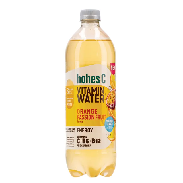 Apelsinų ir pasflorų skonio vanduo su C+B6+B12+guarana HOHES C VITAMIN ENERGY, 750 ml
