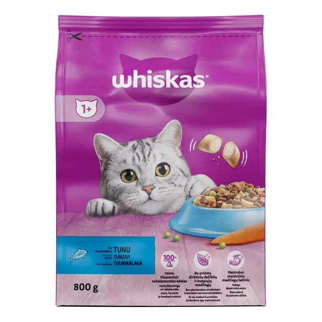 Полноценный сухой корм для взрослых кошек WHISKAS Adult с тунцом 800 г