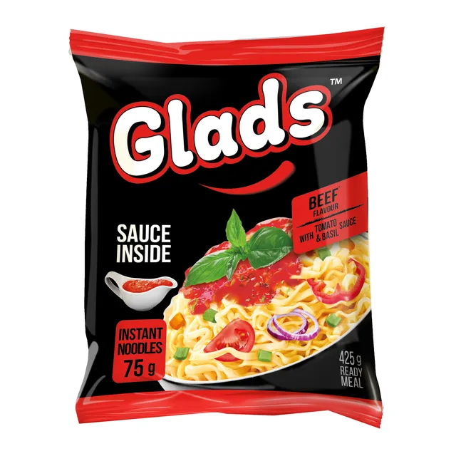 Makaronai jautienos skonio su pomidorais ir baziliku GLADS, 75 g