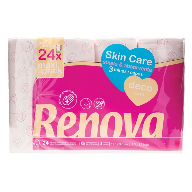 Toilet paper RENOVA SKIN CARE DECO, 3 layers, 24 pcs.
