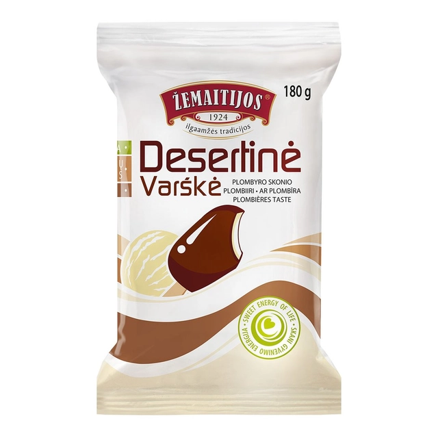 Desertinė varškė plombyro skonio ŽEMAITIJOS, 7,7% rieb., 180 g