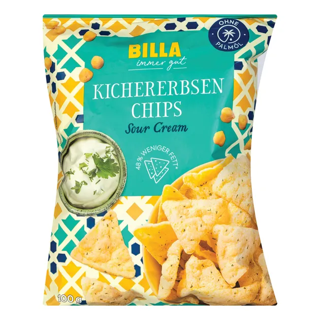 Chickpea snack with sour cream and onion flavor BILLA, 100 g