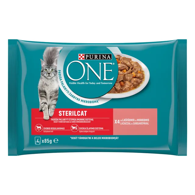 Sterilizuotoms katėms konservai ONE, 4x85 g