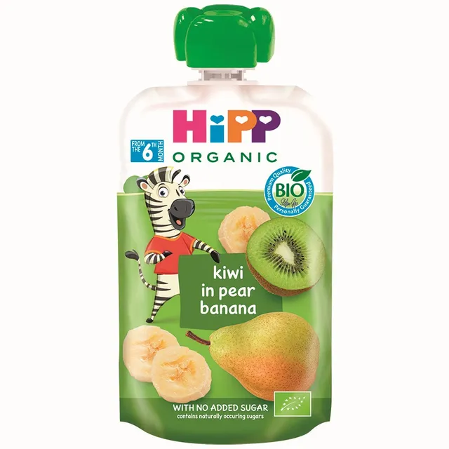 Ekologiška kriaušių, bananų ir kivių tyrelė nuo 6 mėn. HIPP, 100 g