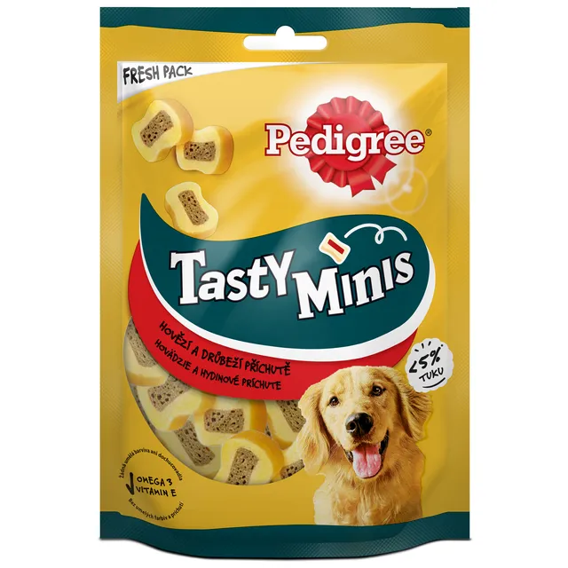 Kramtalai su jautienos ir paukštienos skoniu PEDIGREE TASTY MINIS, 155 g