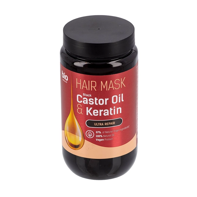 Juodasis ricinos aliejus ir keratinas plaukų kaukė BIO NATURELL, 946 ml
