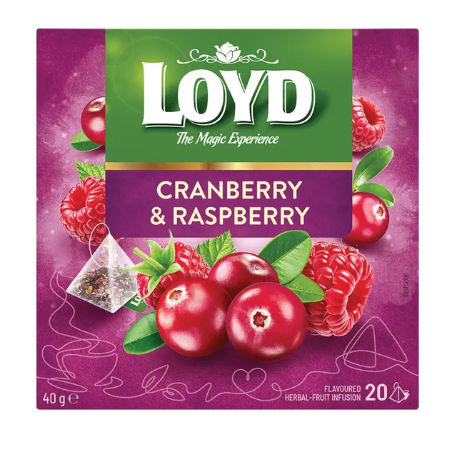 Vaisinė arbata spanguolių-aviečių LOYD, 40 g