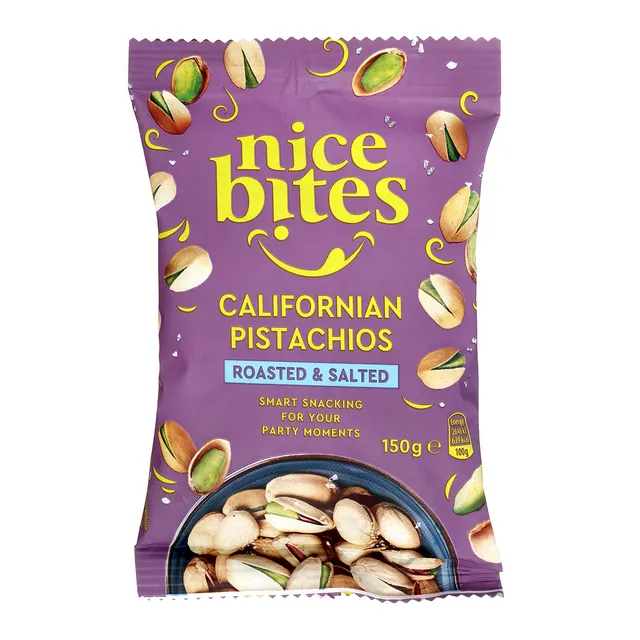 Skrudintos ir sūdytos pistacijos su kevalais NICE BITES, 150 g