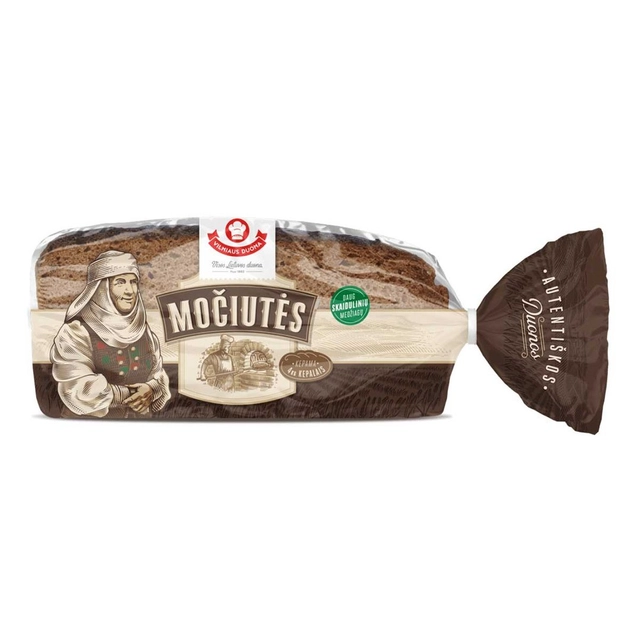 Juoda ruginė raikyta duona MOČIUTĖS, 450 g