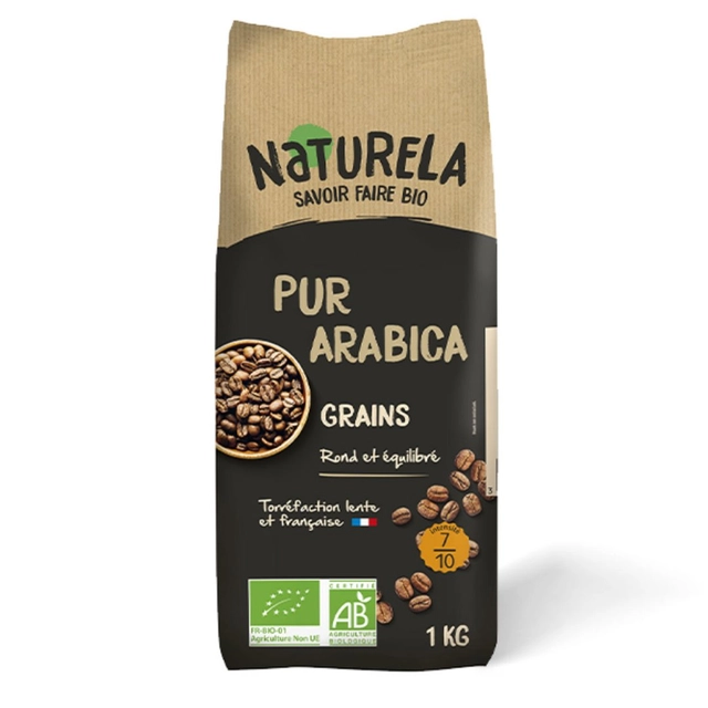 Органические жареные кофейные зерна NATURELA, 1 кг