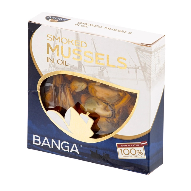 Rūkytos midijos aliejuje BANGA, 120 g