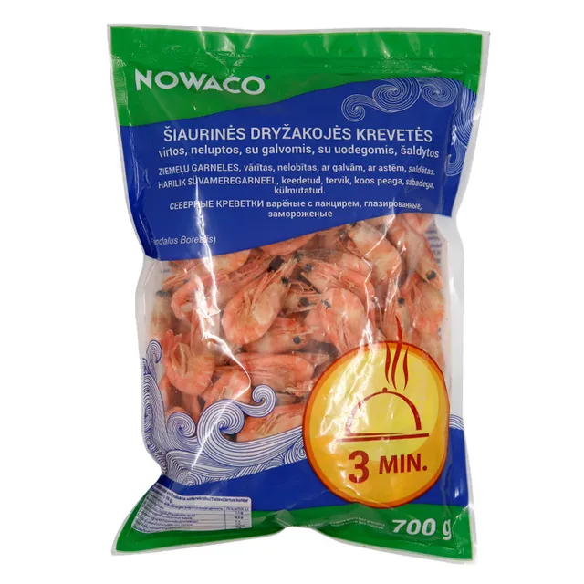 Замороженные варёные северные креветки в панцире NOWACO, 700 г
