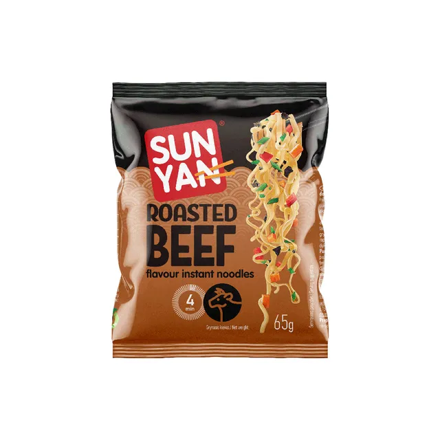 Kepintos jautienos skonio greitai paruošiami makaronai SUN YAN, 65 g
