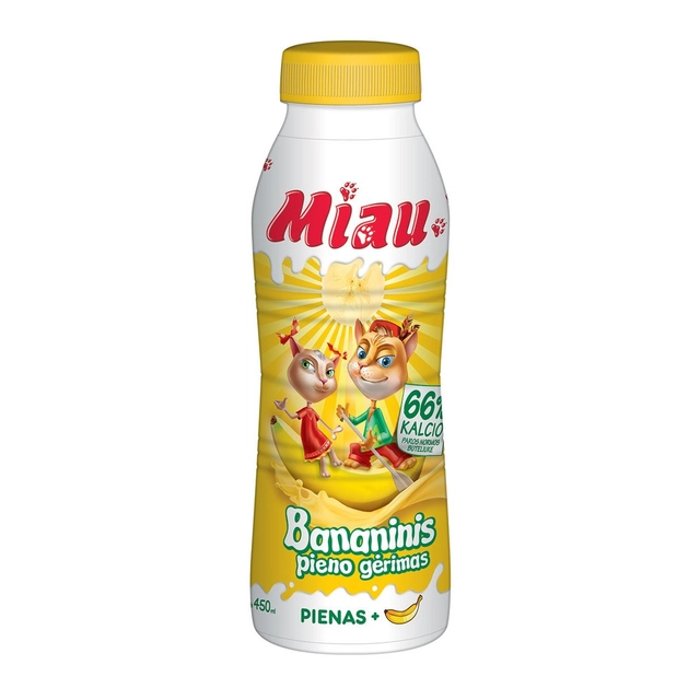 Bananinis pieno gėrimas MIAU, 2,3% rieb., 450 ml
