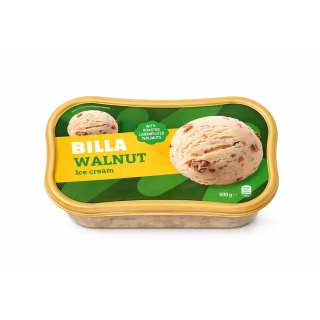Valgomieji ledai su grietinėle ir karamelizuotais, skrudintais graikiniais riešutais BILLA, 1 l