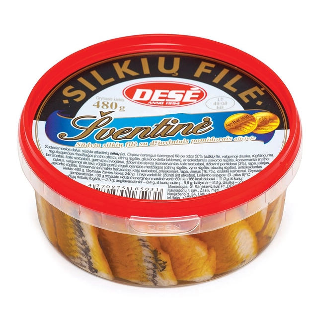 Silkių filė su džiovintais pomidorais aliejuje ŠVENTINĖ, 480 g
