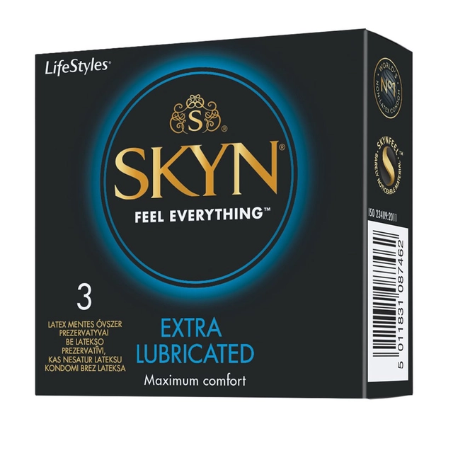 Prezervatyvai LIFESTYLES SKYN EXTRA LUBE, 3 vnt.